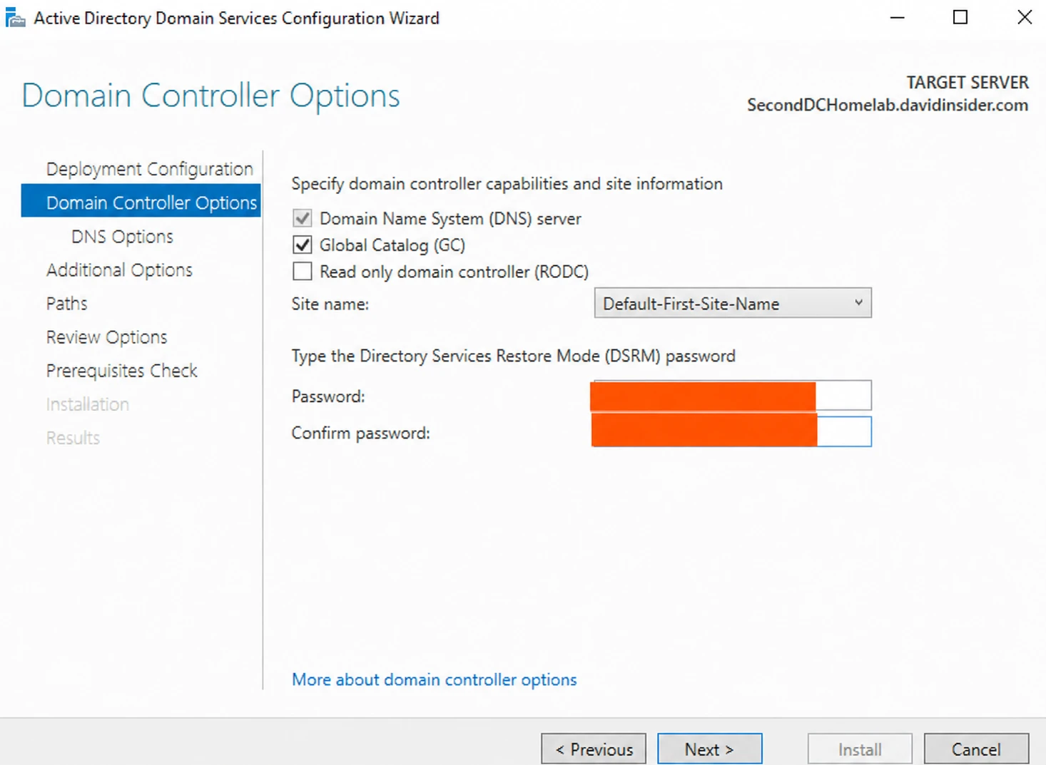 Setting the DSRM password