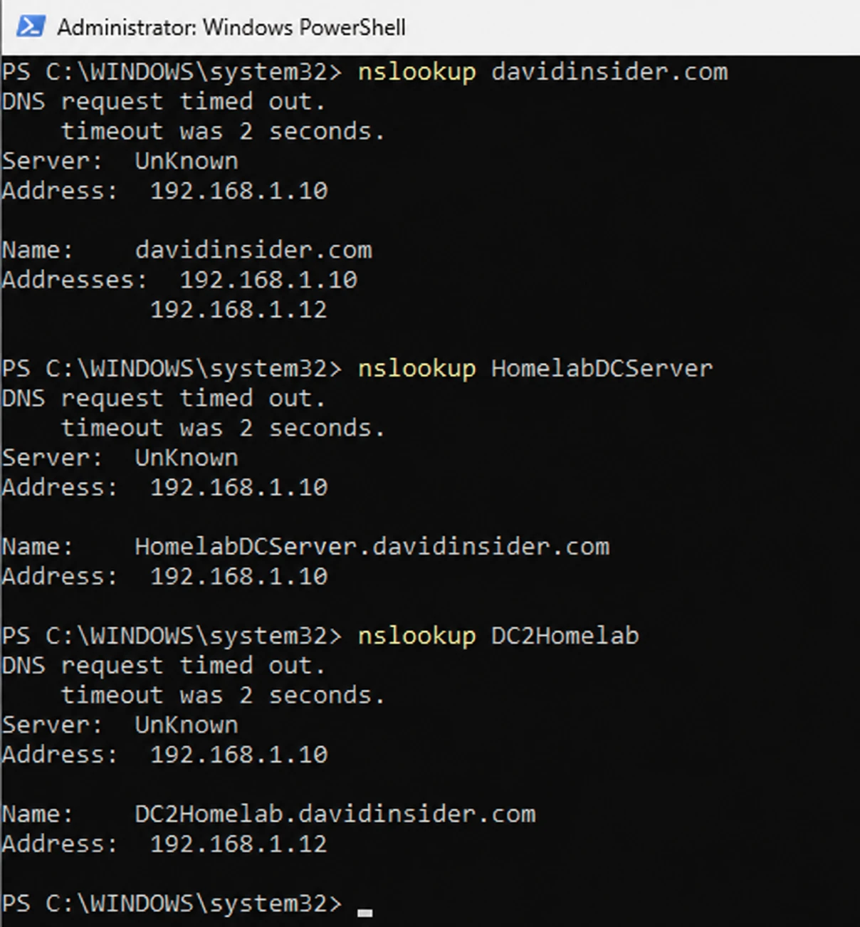 DNS resolution working from the client
