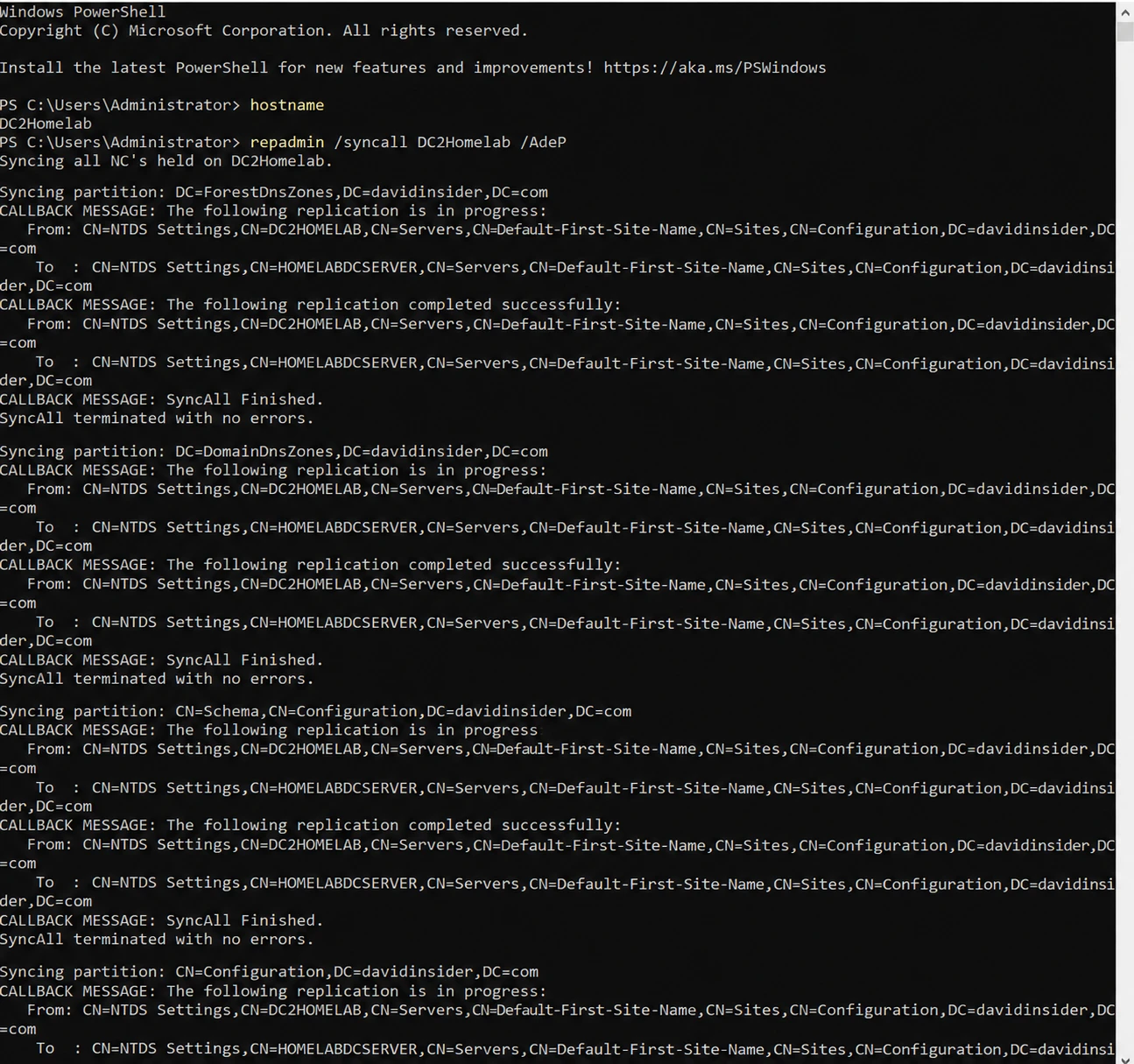 Syncing DC02 with its replication partner