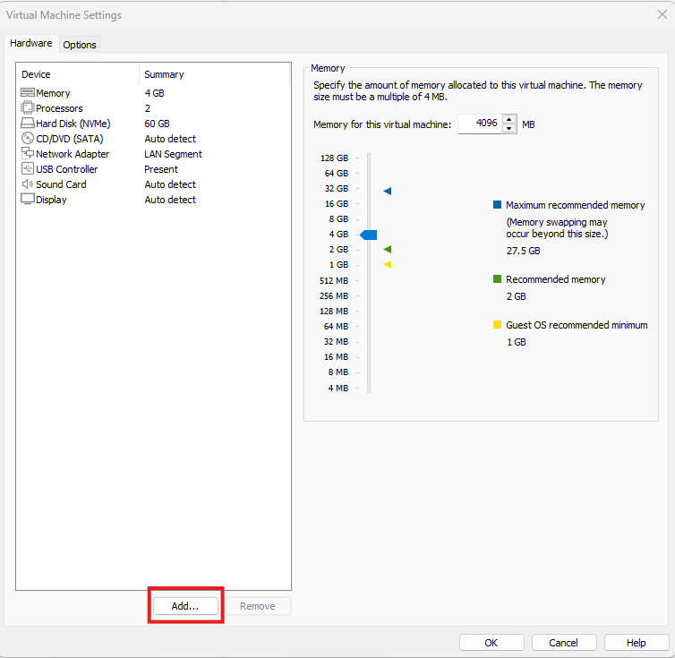 Adding a new hard disk in VMware