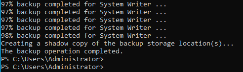 Backup completed successfully