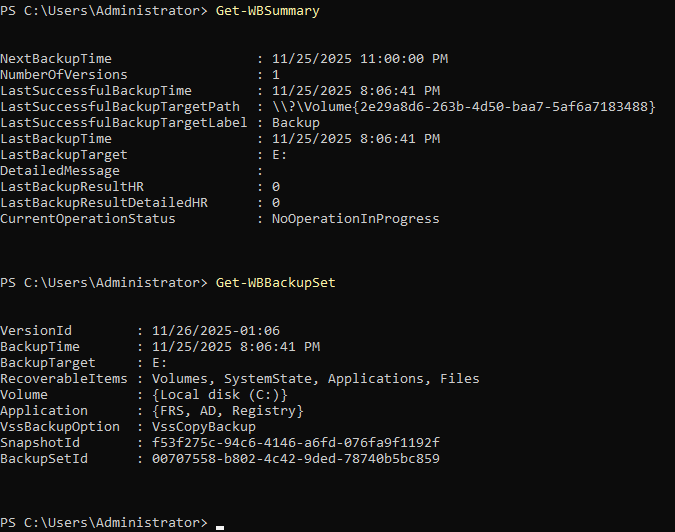 Get-WBSummary output