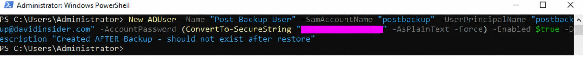 Creating a post-backup user on DC02