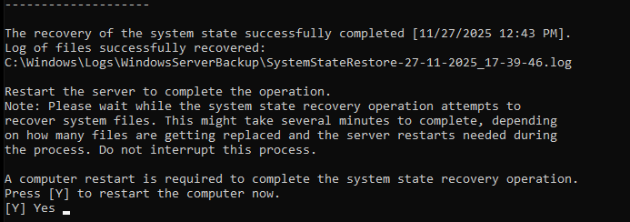 The restore in progress