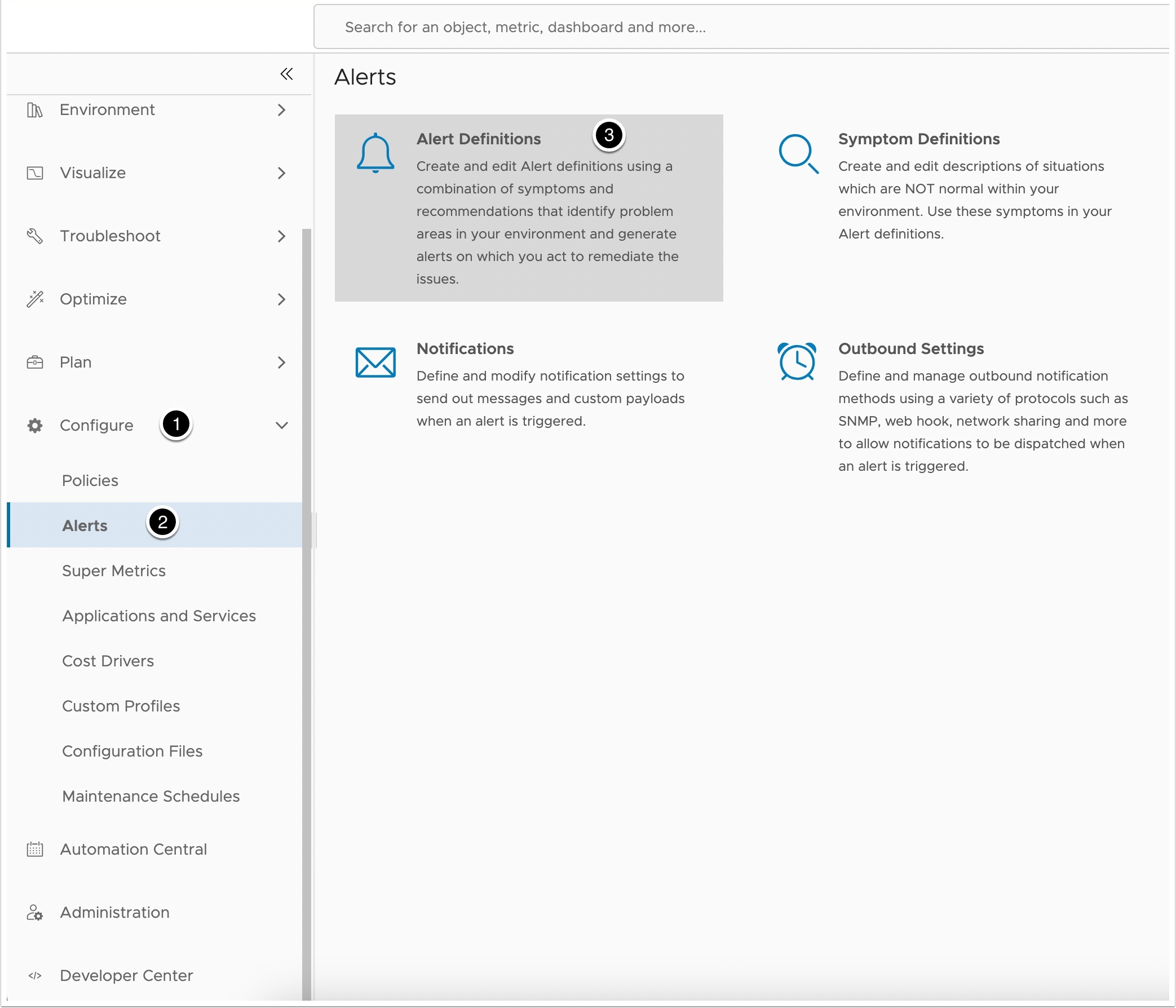 Alert definitions in Aria Operations