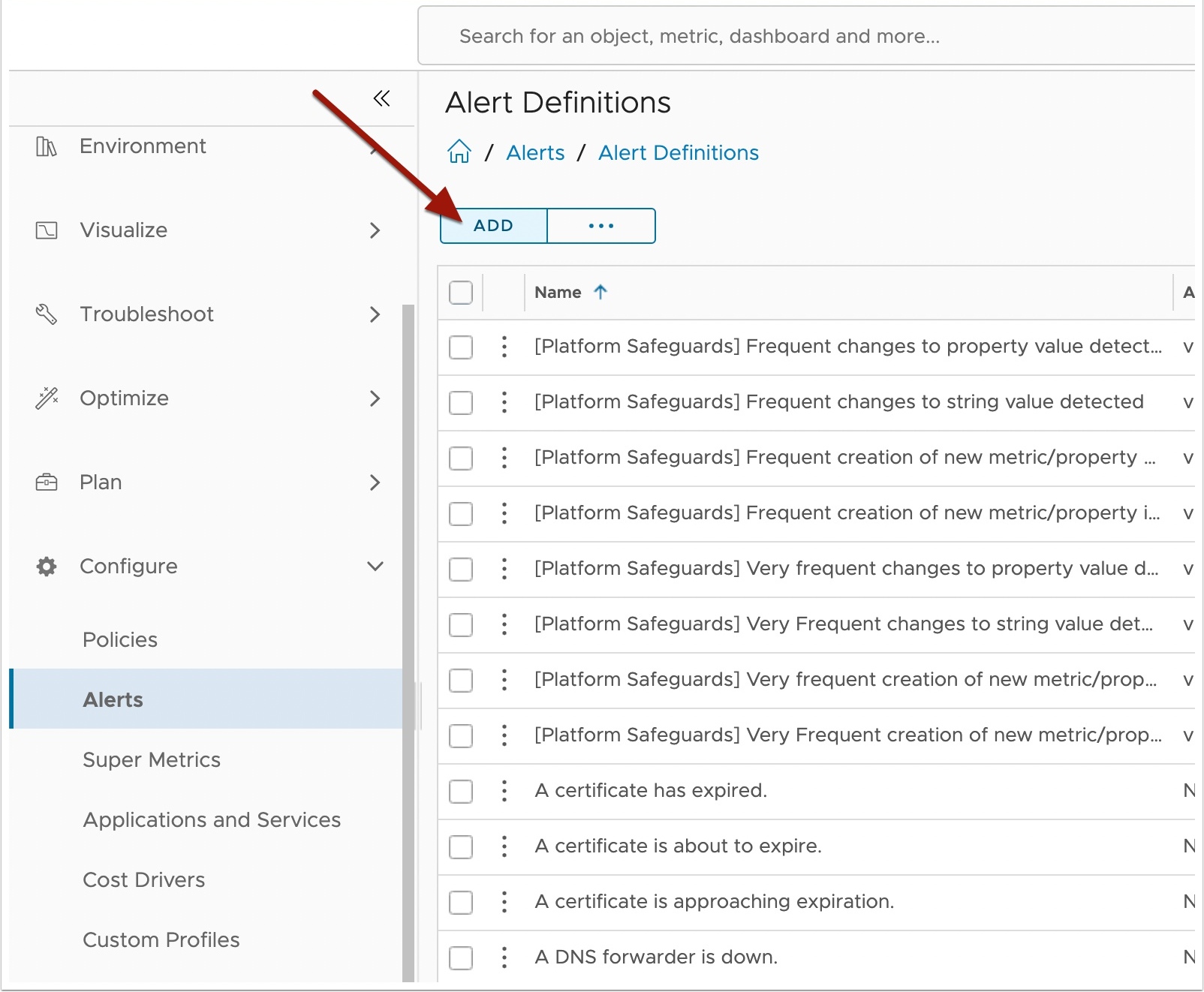 Adding a new alert definition