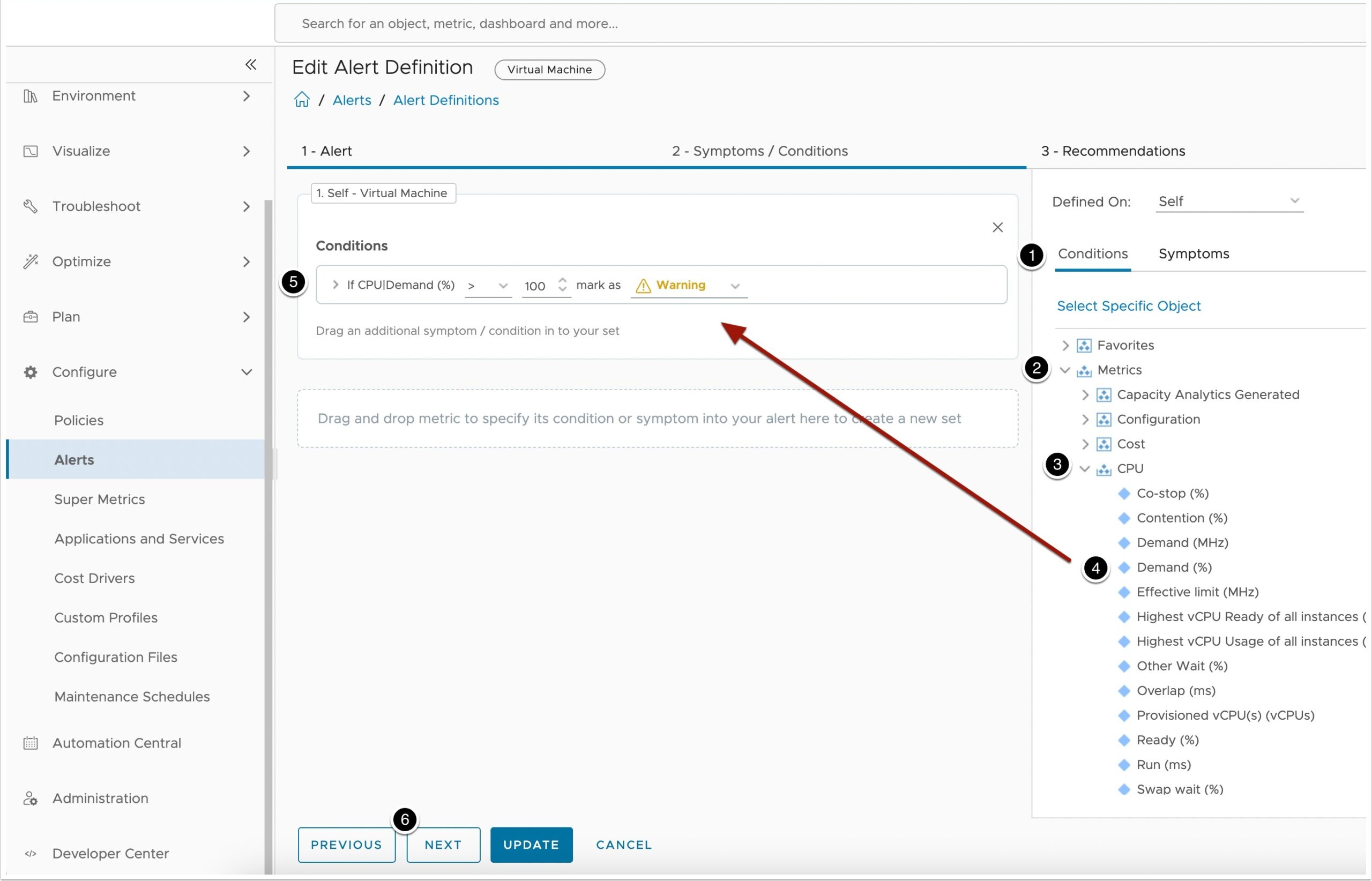 Configuring the CPU demand condition