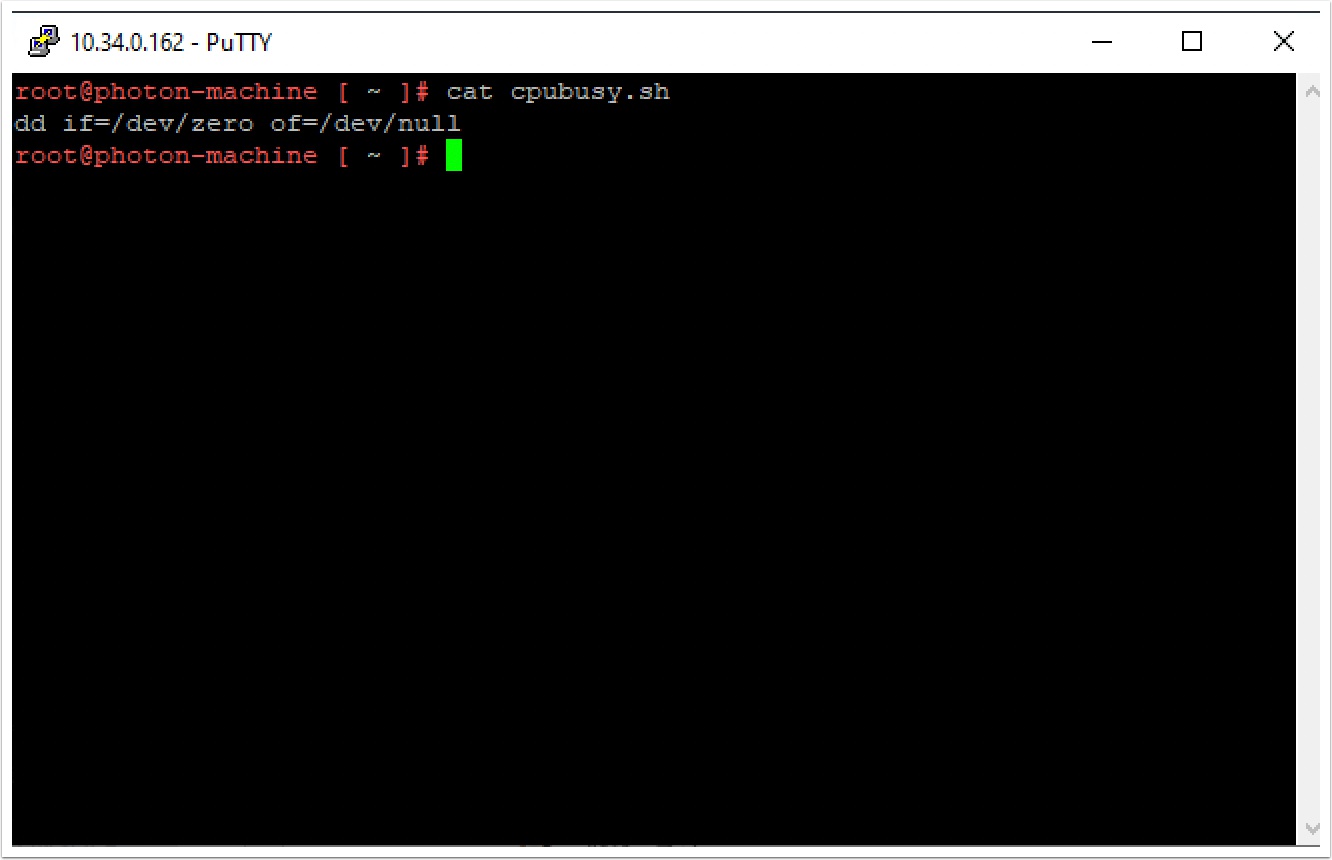 The CPU spike script on the test VM