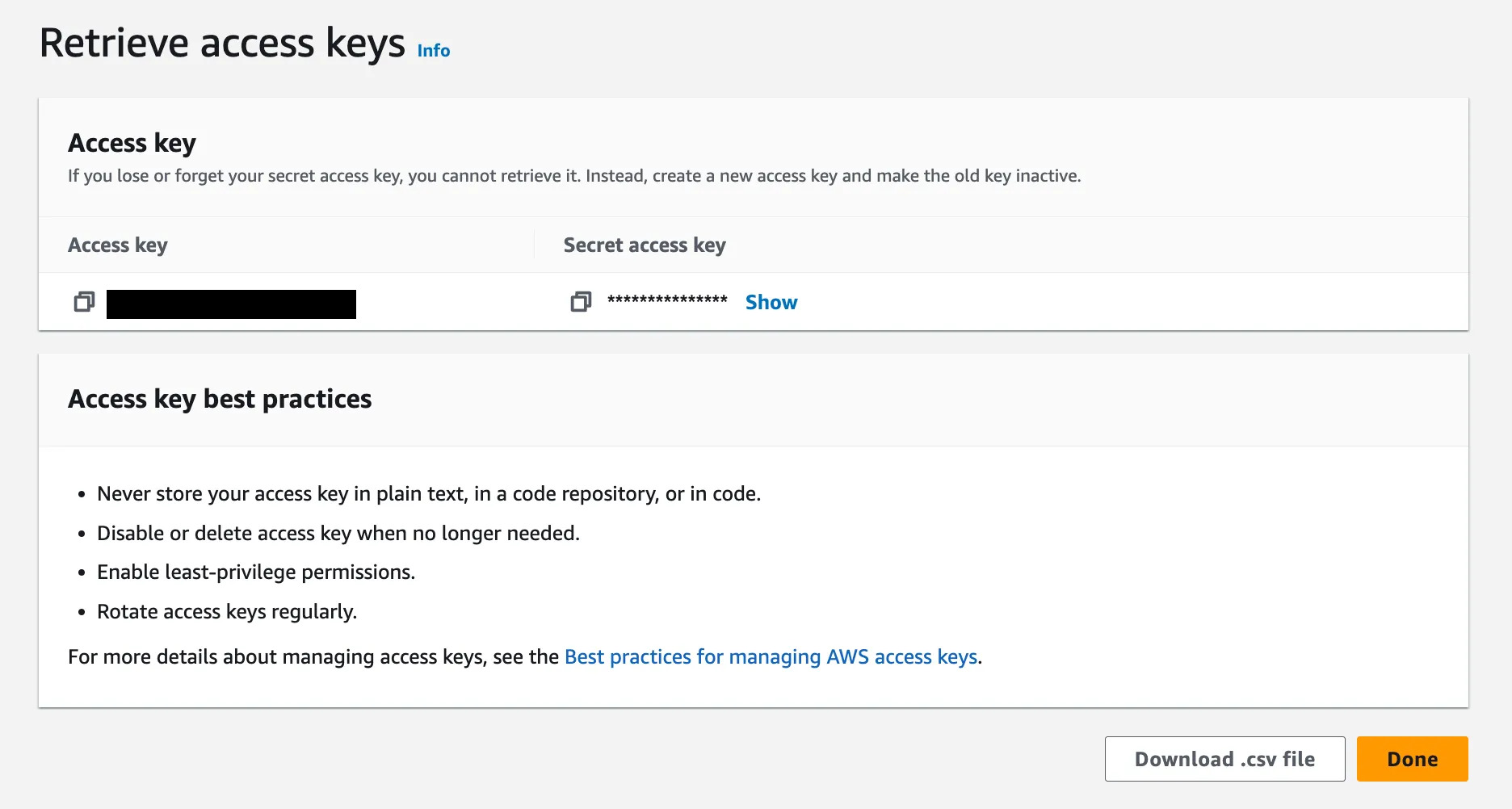 Retrieving the generated credentials securely.