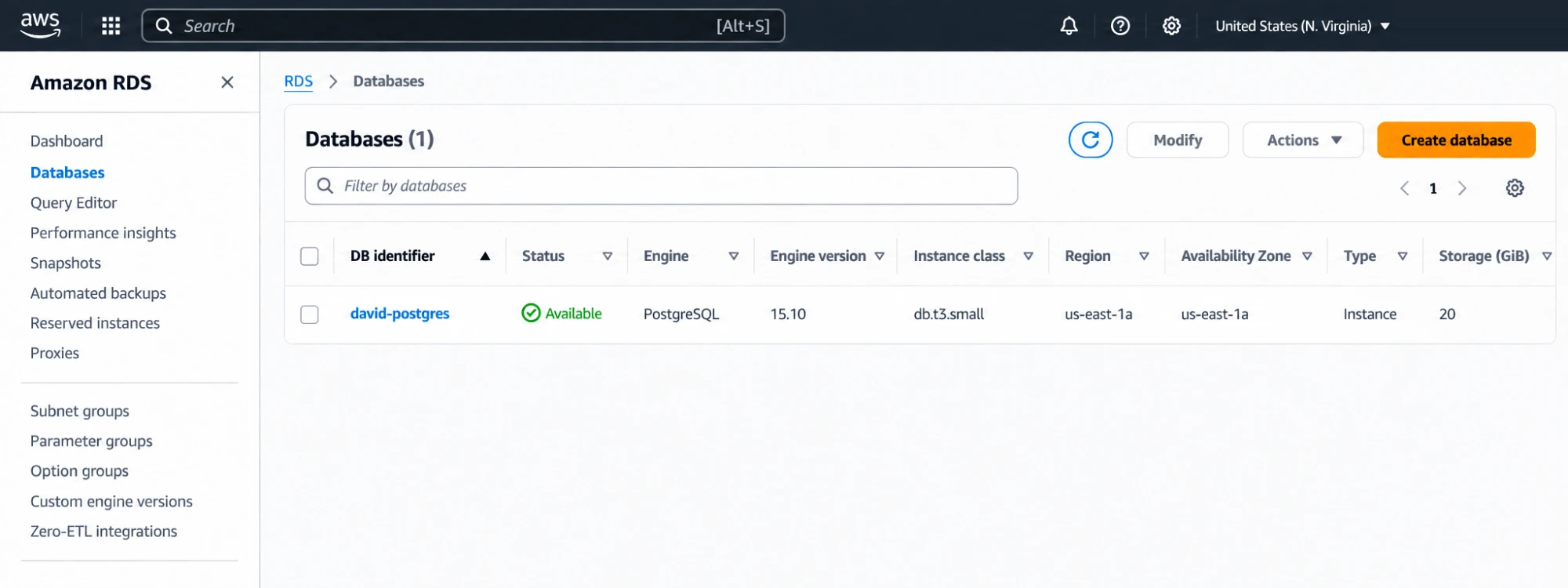 RDS instance available