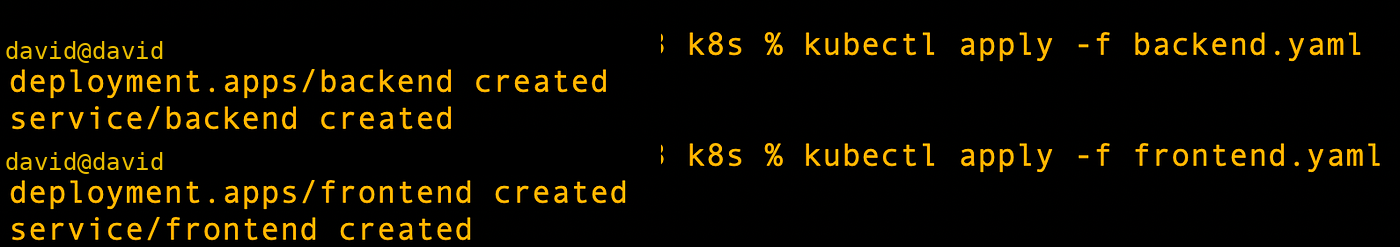 Frontend and backend resources deployed