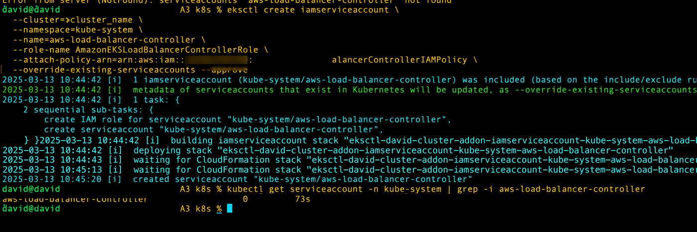 AWS Load Balancer Controller service account created