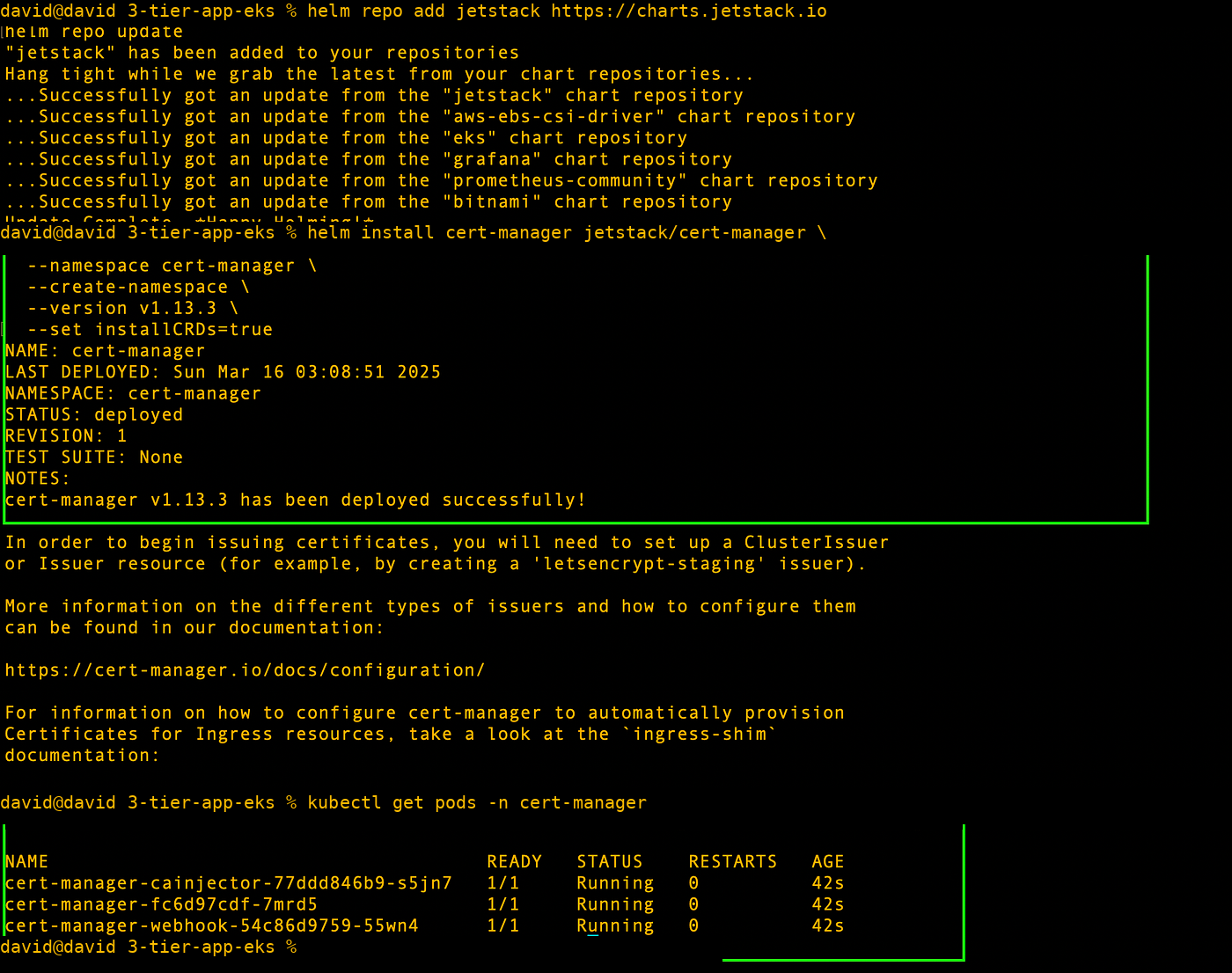 cert-manager pods running after Helm installation