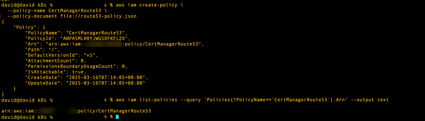 Route 53 permission policy created for cert-manager
