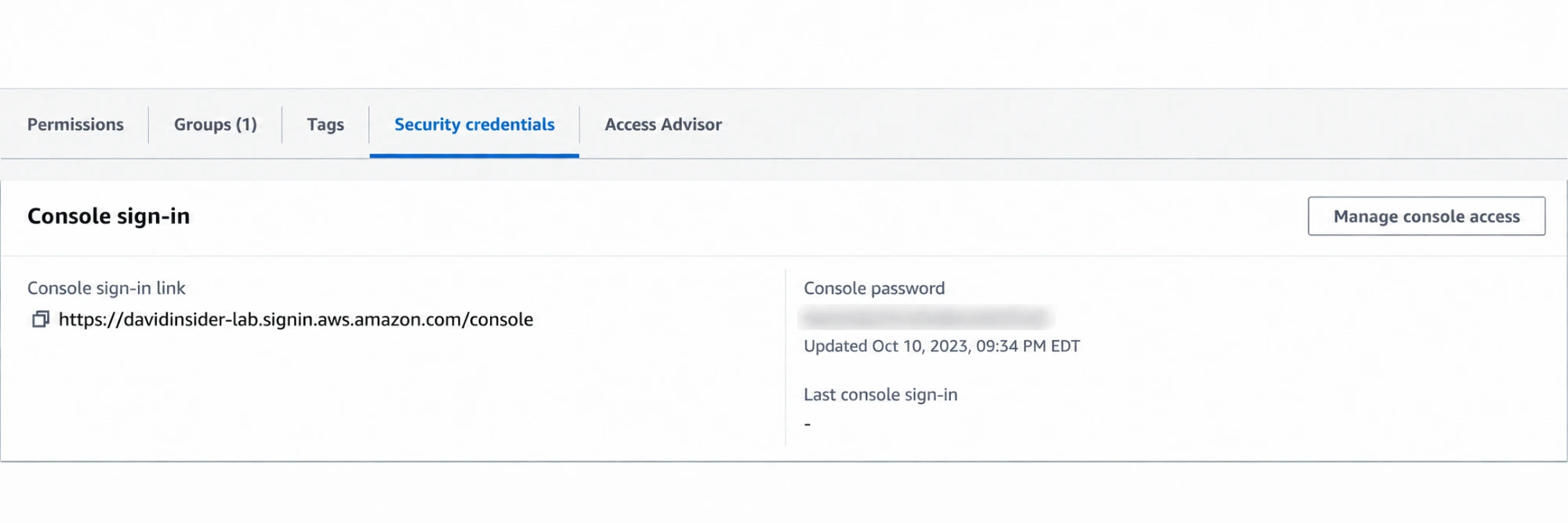 The development user&rsquo;s sign-in and security settings.