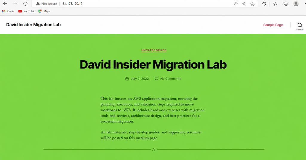 The original web application before migration
