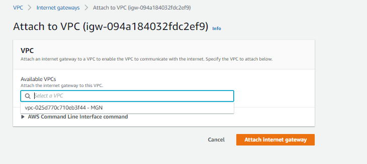 Attaching the internet gateway to the VPC