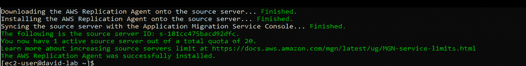 Replication Agent installation completed