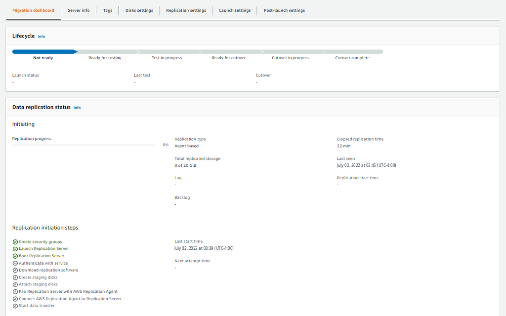 The migration lifecycle immediately after registration