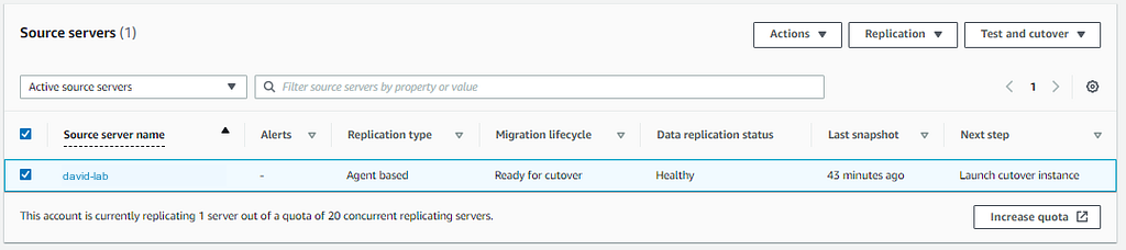 The server is ready for the final cutover