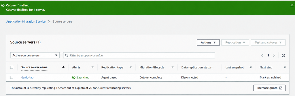 Cutover finalized successfully