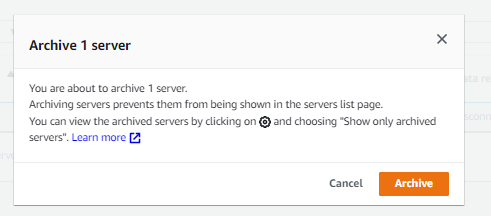 Confirming the archive action