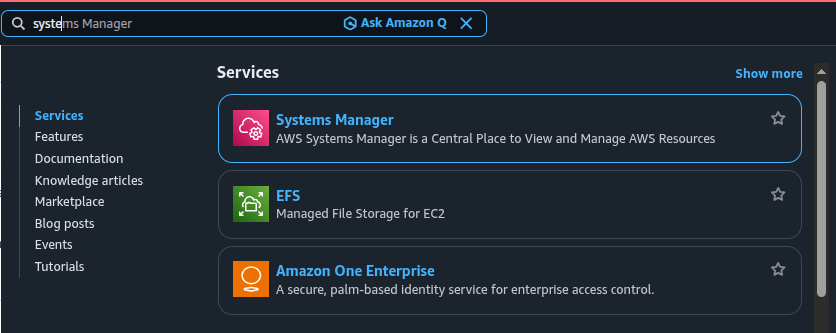 Opening AWS Systems Manager