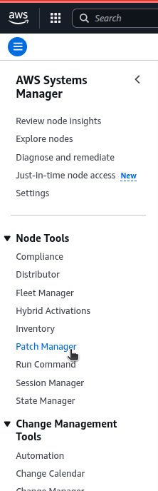 Patch Manager in the Systems Manager navigation