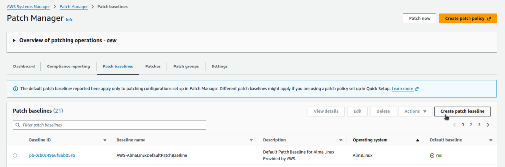 Creating a custom patch baseline