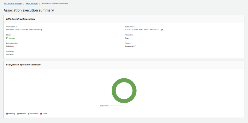 Successful scan using the custom patch group