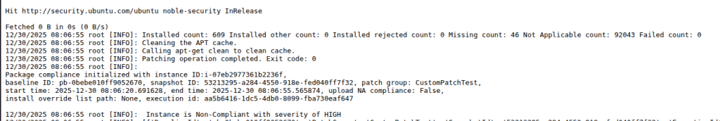 Patch scan details in the stored stdout log
