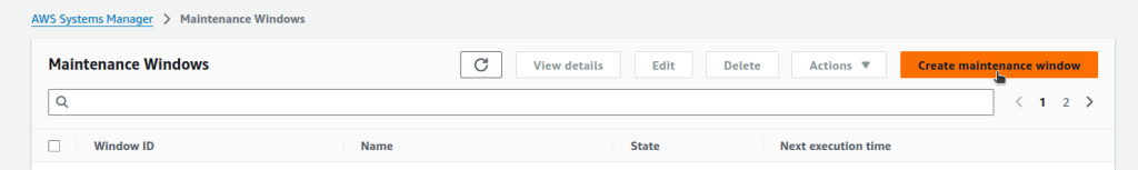 Creating a Systems Manager Maintenance Window
