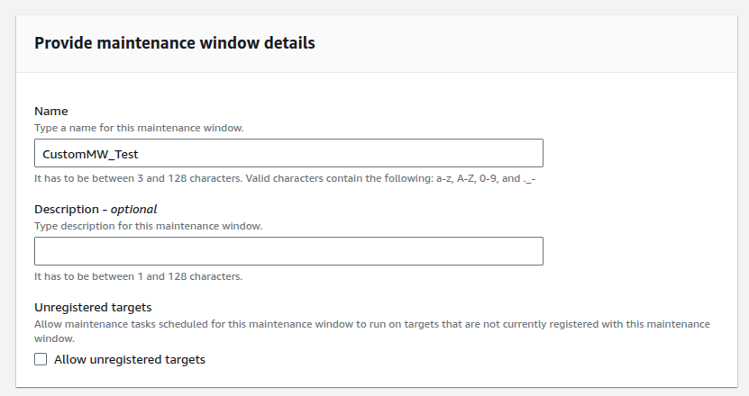 Restricting the Maintenance Window to registered targets