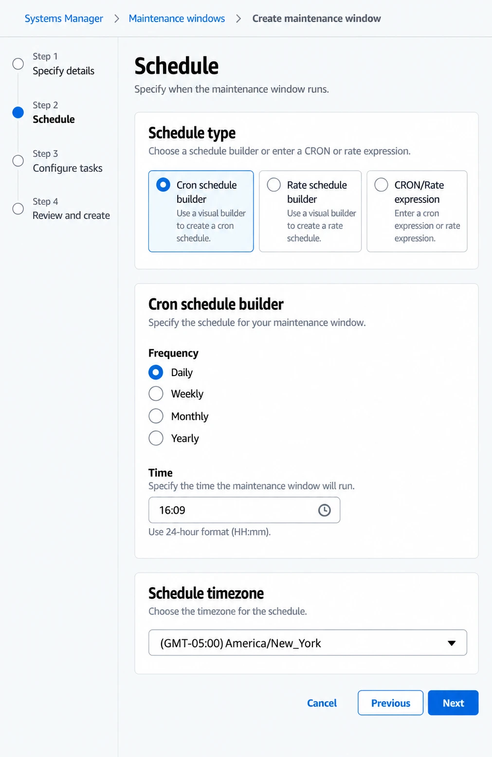Configuring the Maintenance Window schedule