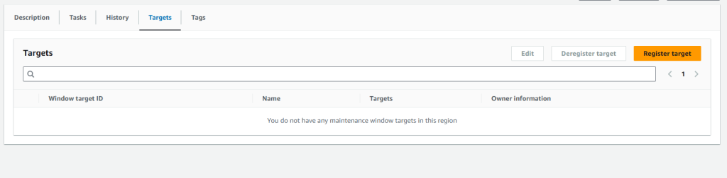 Registering a target with the Maintenance Window