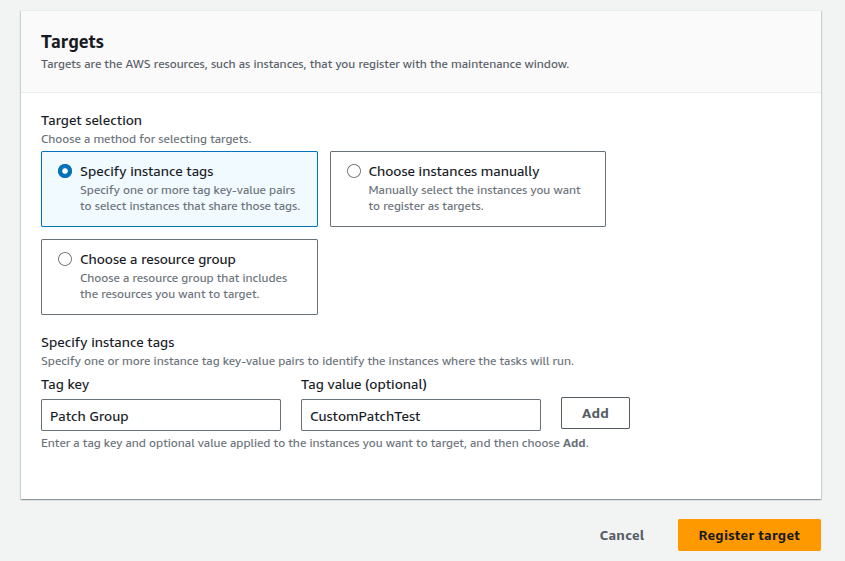Targeting managed instances with the patch-group tag