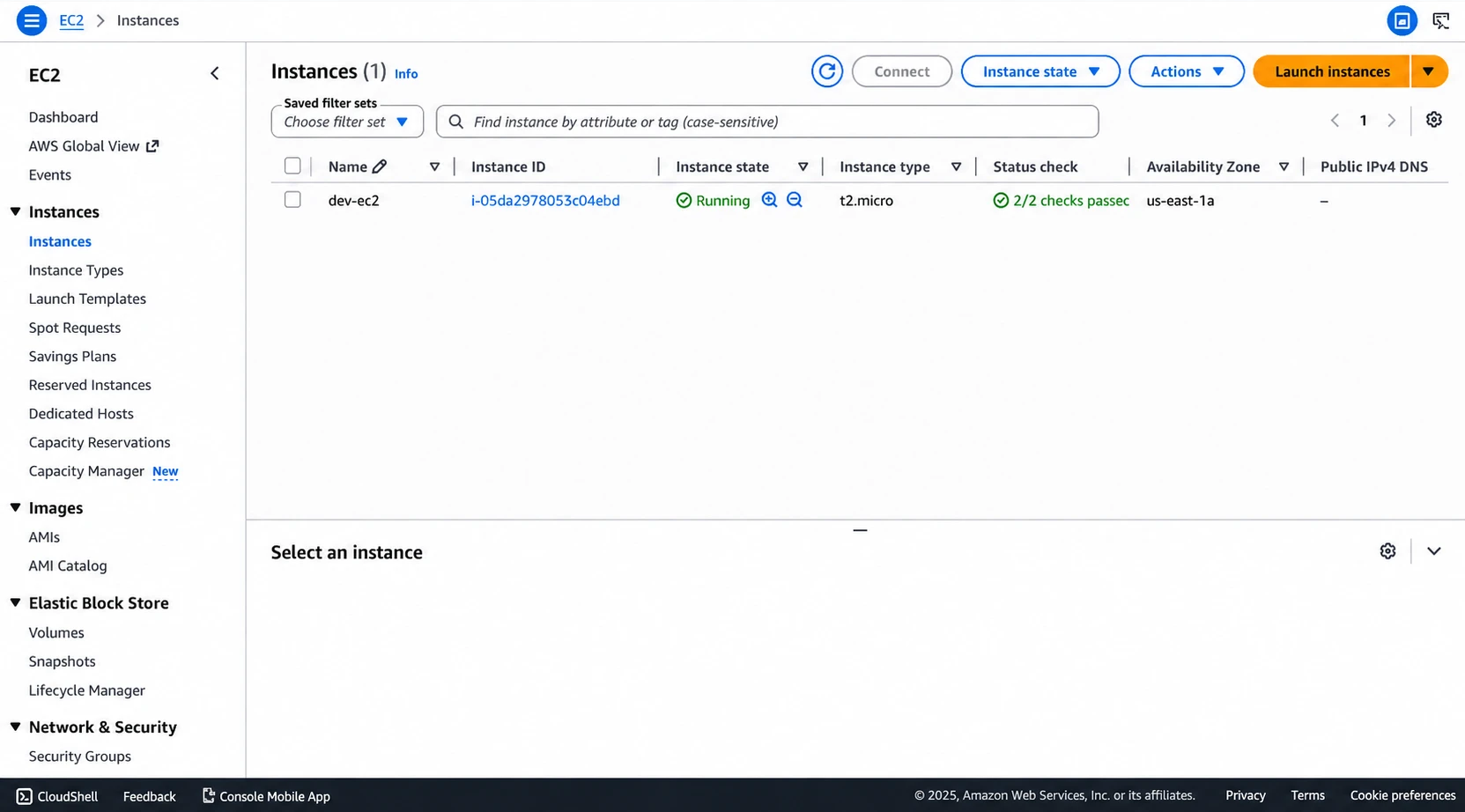 EC2 instance created by the infrastructure pipeline