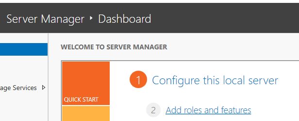 Opening Add Roles and Features from Server Manager