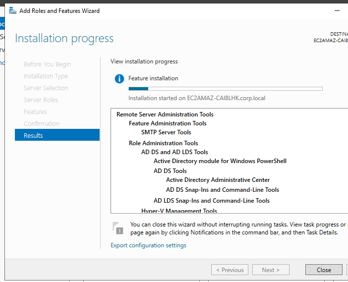 Installing the Active Directory management tools