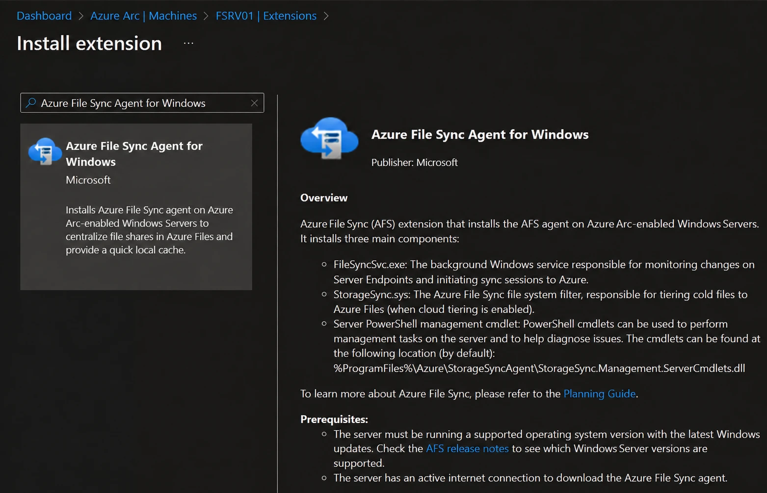 Azure File Sync Agent for Windows