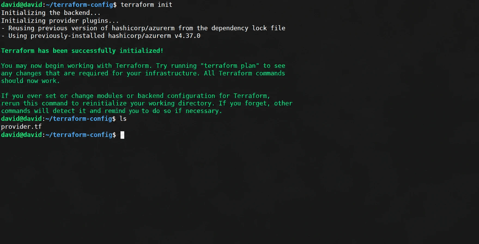 Terraform initialization against Azure