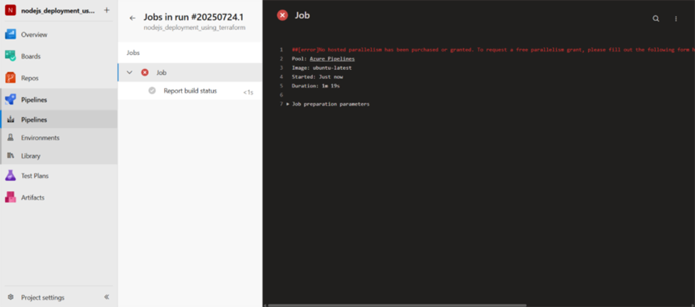 Azure DevOps pipeline error when no agent is available