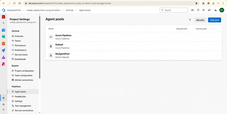 Default agent pool selection