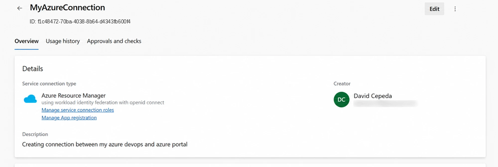 Completed Azure DevOps service connection
