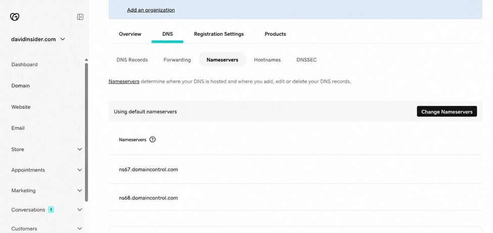 Changing nameservers in GoDaddy