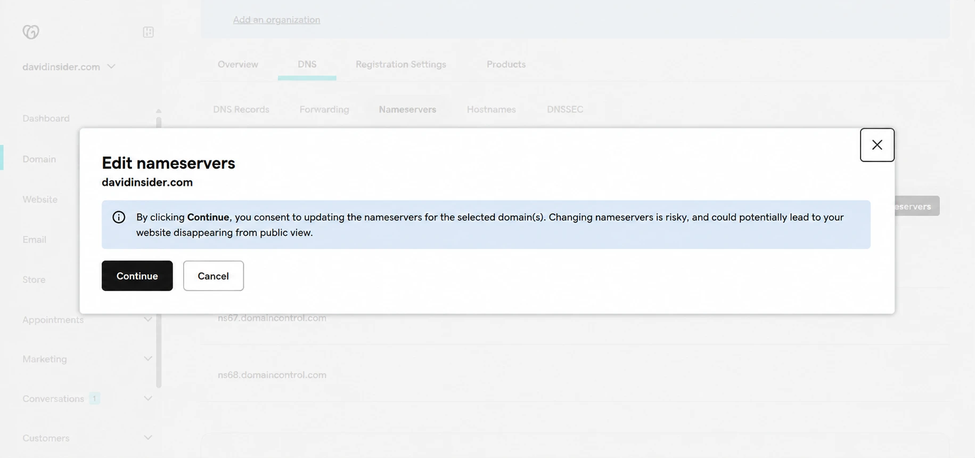 Nameserver update request in progress