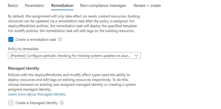 Creating a remediation task for existing machines.