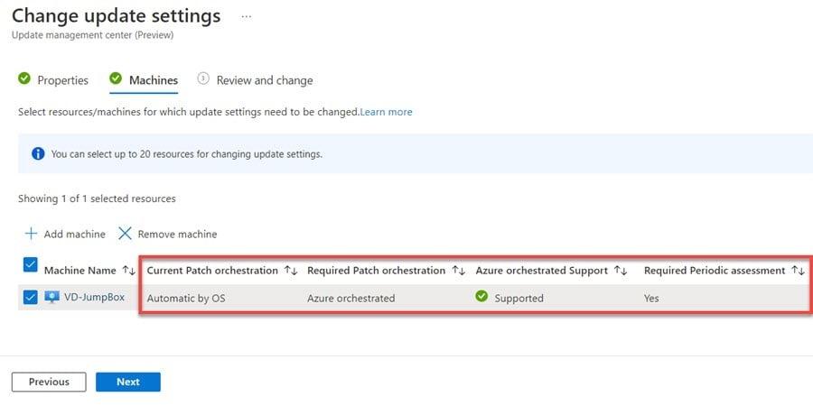 Adding machines to the update-settings change.