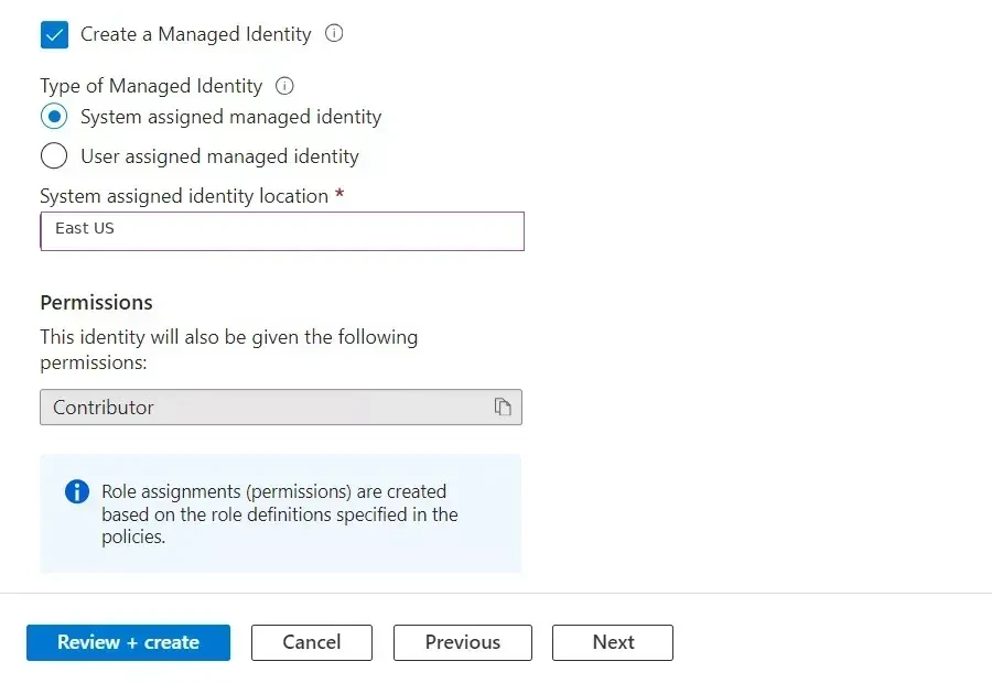 Creating the managed identity used for remediation.