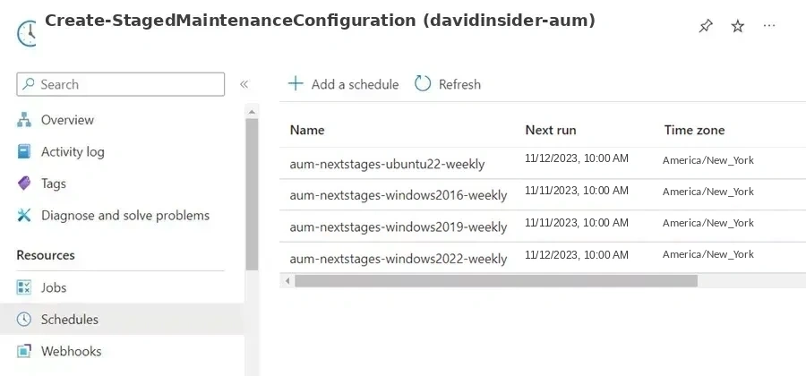 Linking the runbook schedule.